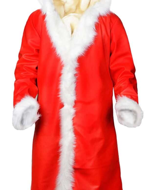 Santa Claus Christmas Chronicles Kurt Russell Leather Coat with Faux Fur Shearling