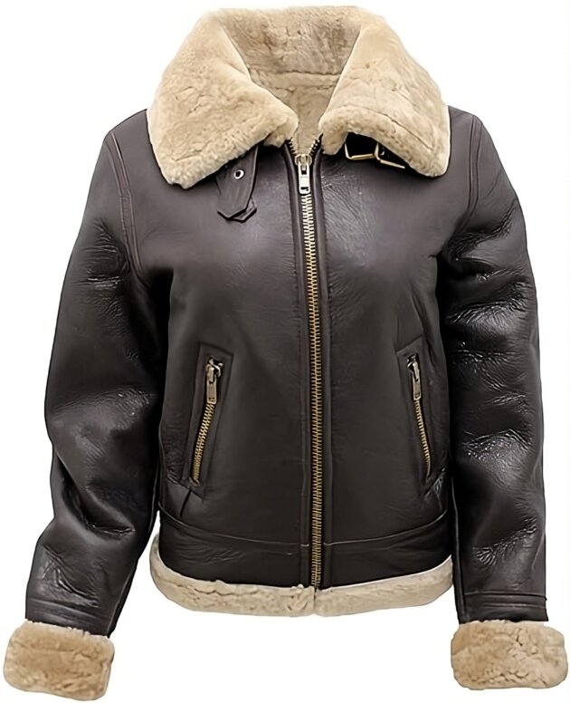 Women's B3 Bomber Faux Fur Shearling Aviator Leather Jacket