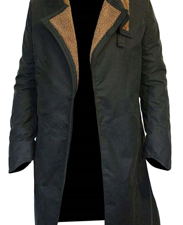 Gosling Blade 2049 Runner Officer K Lapel Faux Fur Collar Cotton Trench Coat