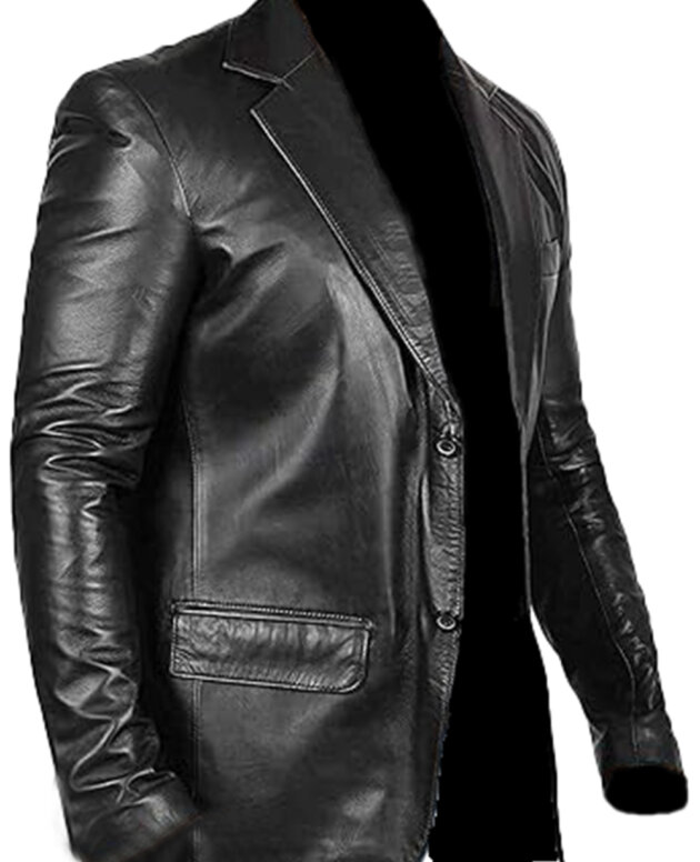 Casual Slim Fit Lambskin Leather Suit Blazer For Men