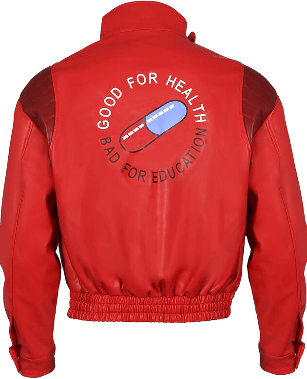 Akira Kaneda Capsule Embroided Patch Red Biker Leather Jacket